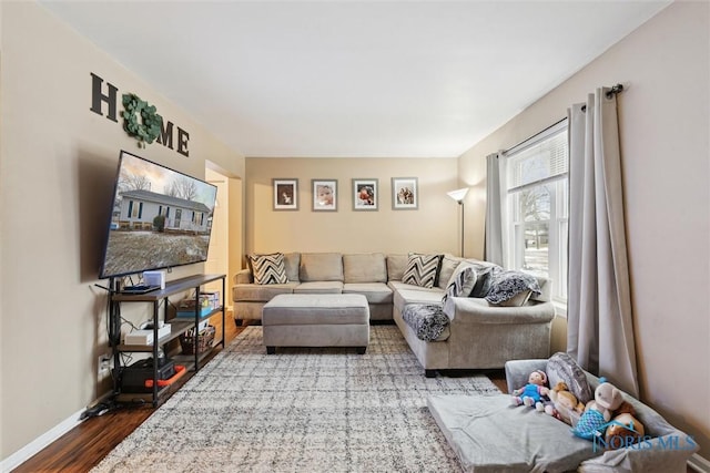 living room featuring hardwood / wood-style flooring