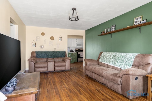 living room featuring dark hardwood / wood-style floors