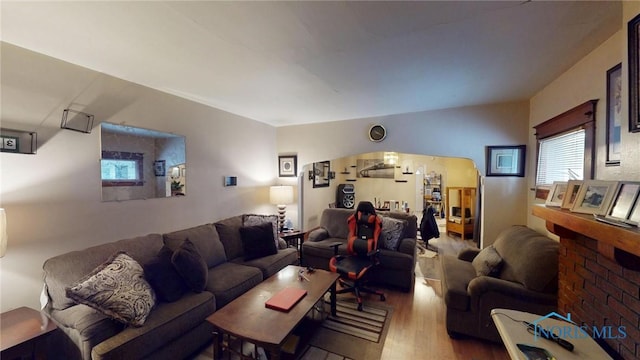 living room featuring hardwood / wood-style floors