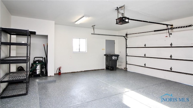 garage with a garage door opener