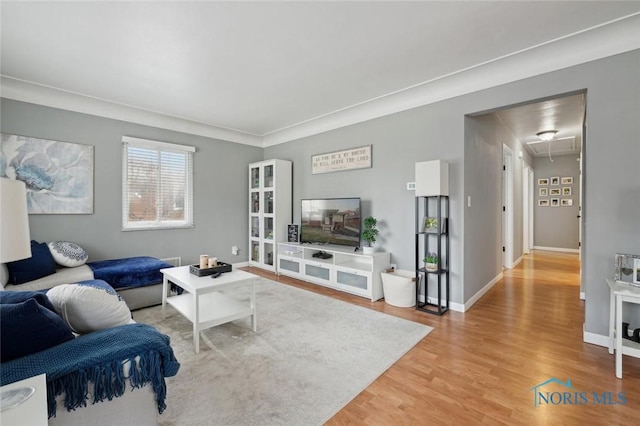 living room featuring wood-type flooring