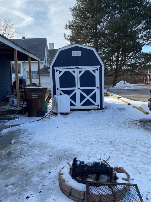 view of snow covered structure