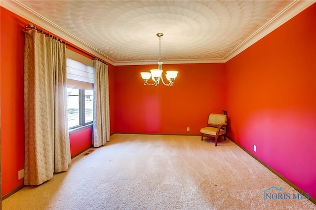 interior space featuring a notable chandelier and ornamental molding