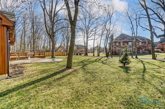 view of yard with a wooden deck