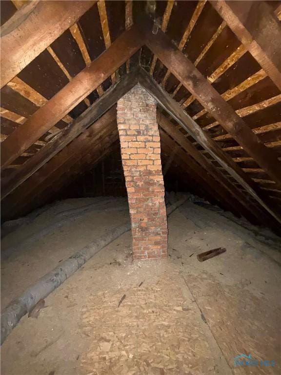 view of unfinished attic