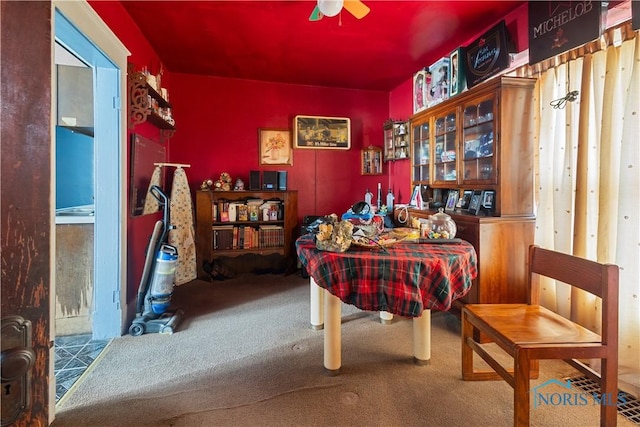 view of carpeted dining space