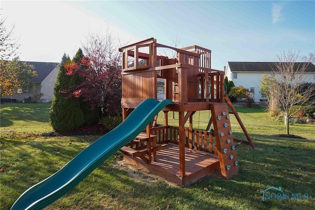 view of play area featuring a yard