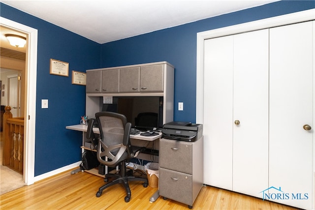 office area featuring light wood-type flooring