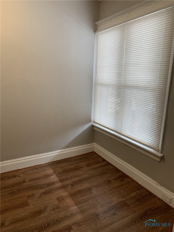 spare room with dark wood-type flooring