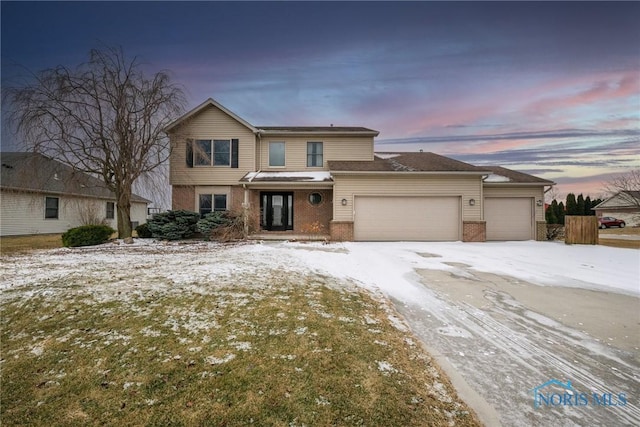 view of front property with a garage