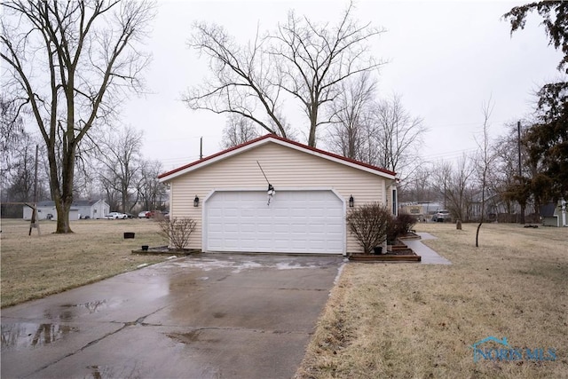 view of home's exterior with a lawn