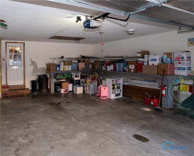 garage with a garage door opener