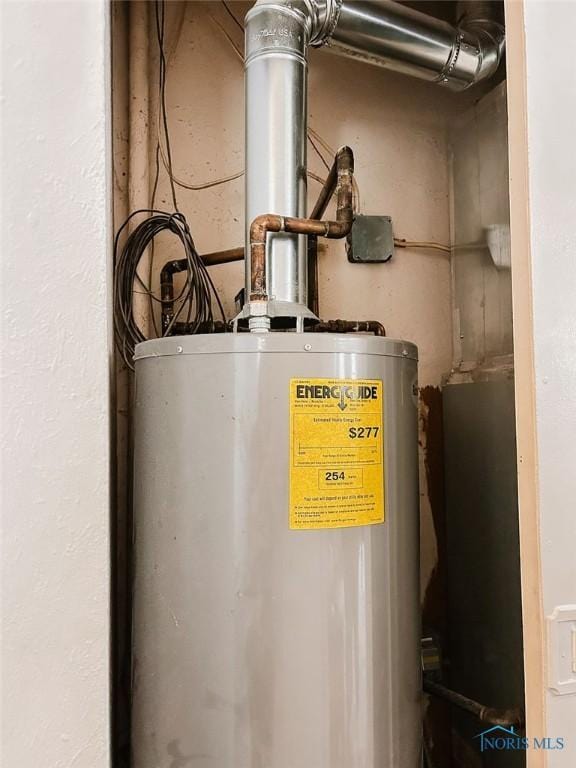 utility room featuring water heater