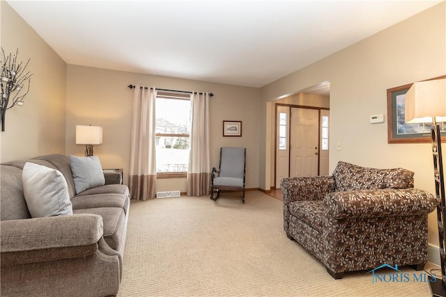 living room featuring carpet floors