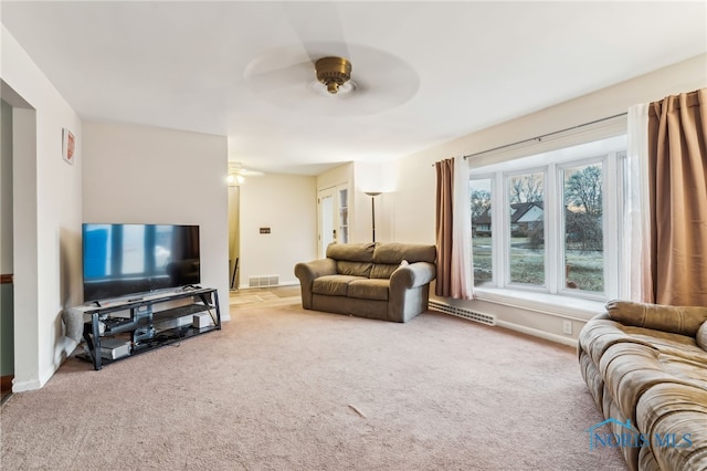 615 Lincolnshire Ln, Findlay, OH 45840 - carpeted living room with ceiling fan