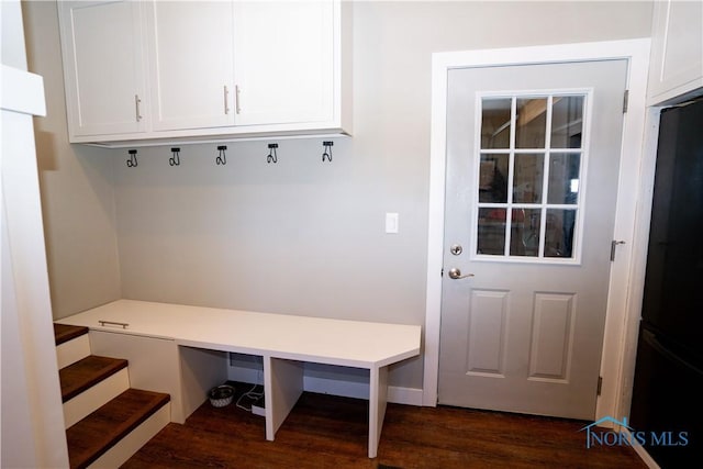 mudroom featuring dark hardwood / wood-style flooring