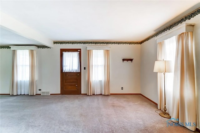 view of carpeted foyer