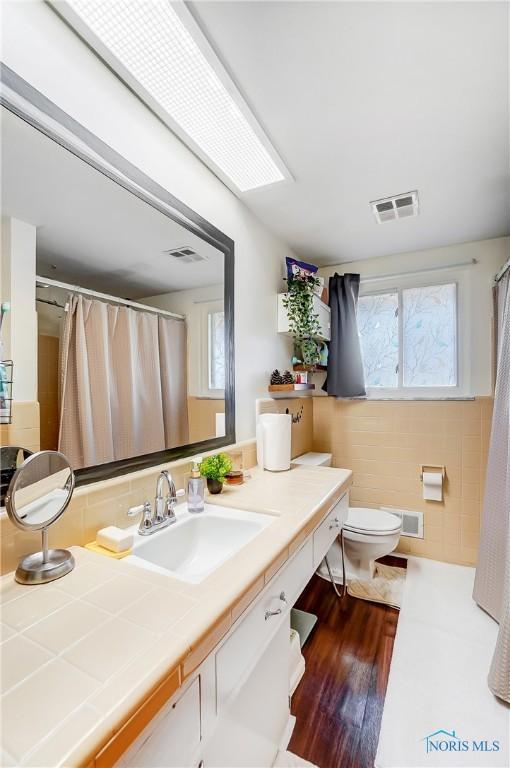 4811 Larkhaven Dr, Toledo, OH 43623 - full bathroom featuring vanity, toilet, and wood finished floors