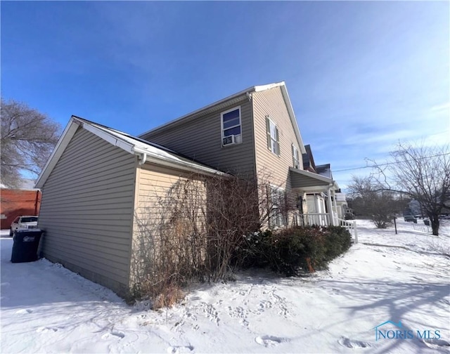 view of snow covered exterior