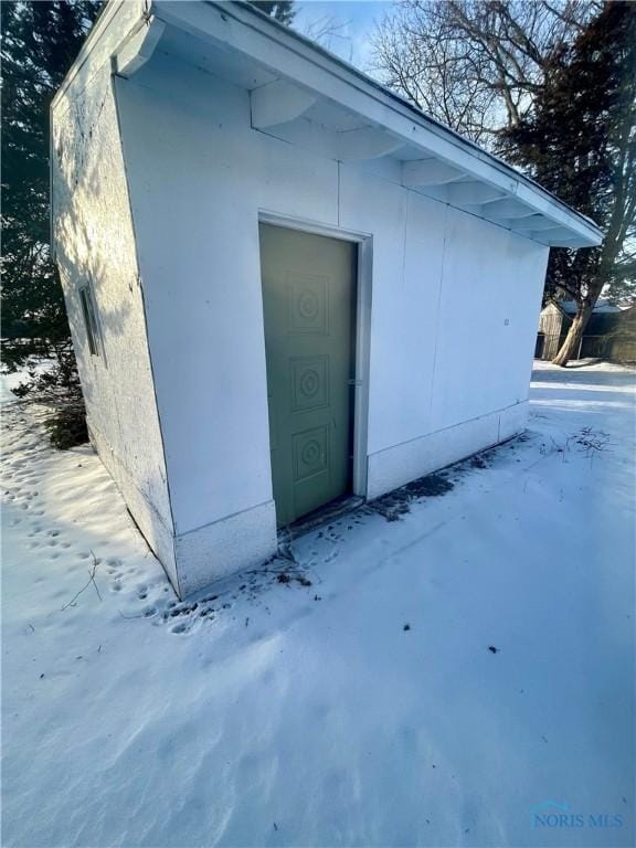 view of snow covered structure