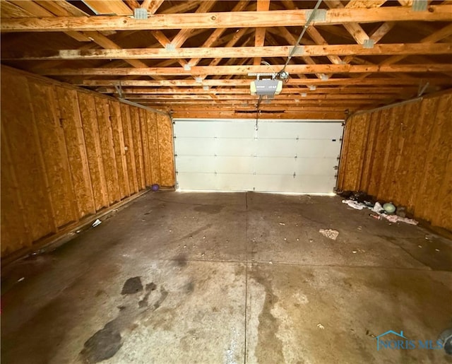 garage with a garage door opener