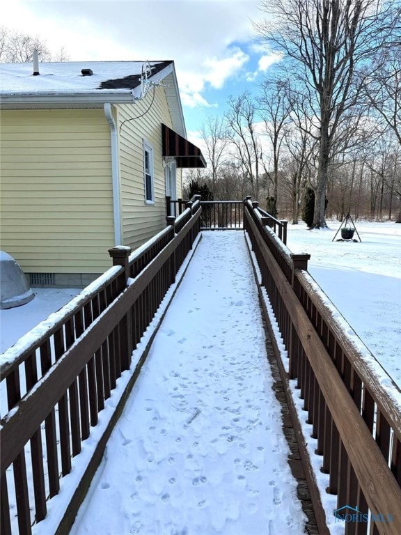 view of yard covered in snow