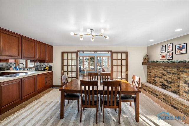 dining area featuring french doors