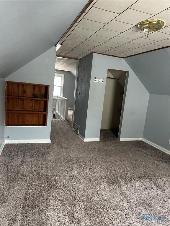 additional living space with baseboards and carpet flooring