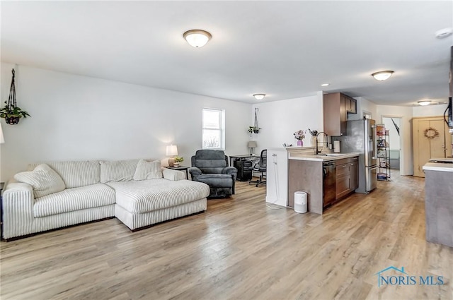 living area featuring light wood-style floors