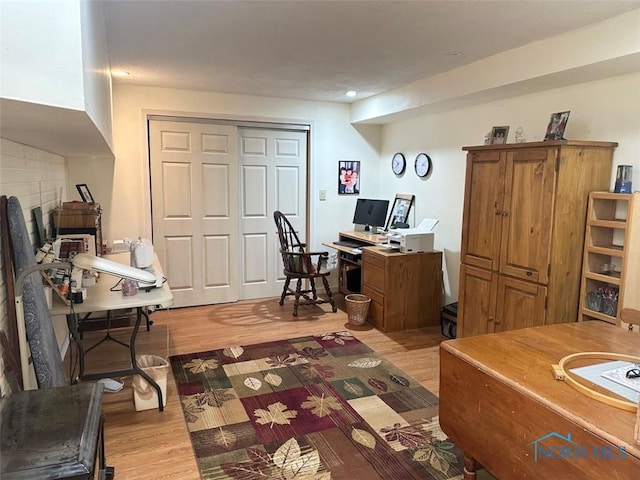 office space with light wood-style flooring