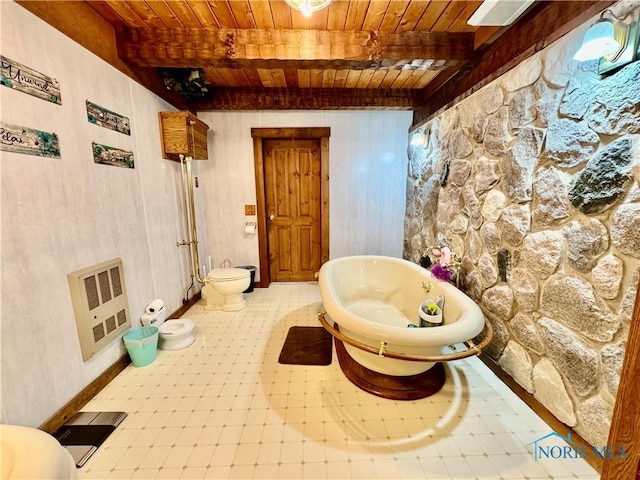 3190 Rd 204, Antwerp, OH 45813 - full bathroom featuring a wooden ceiling with exposed beams and heating unit