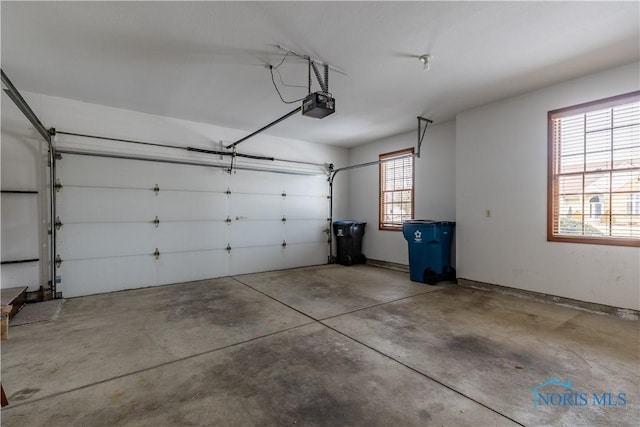 garage with a garage door opener