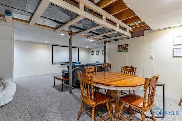 view of carpeted dining area