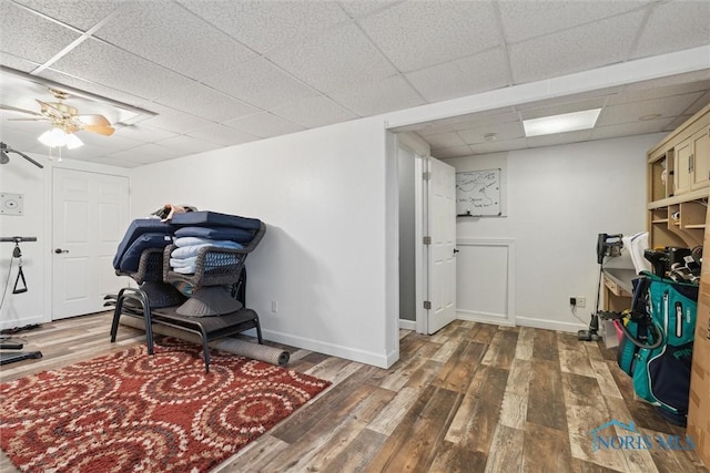 storage room featuring ceiling fan