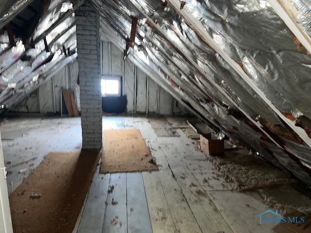 view of unfinished attic