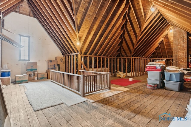 attic with an upstairs landing