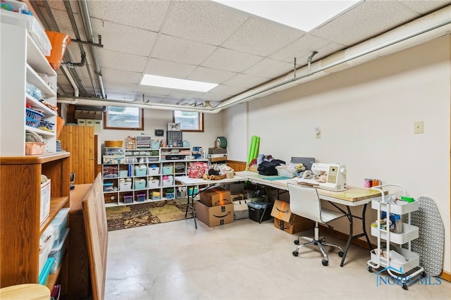 office area featuring a drop ceiling