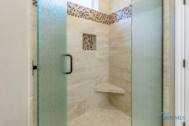 bathroom featuring a shower stall