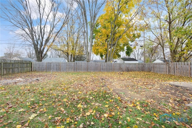 view of yard featuring a fenced backyard