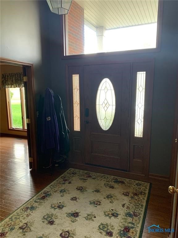 foyer entrance featuring wood finished floors