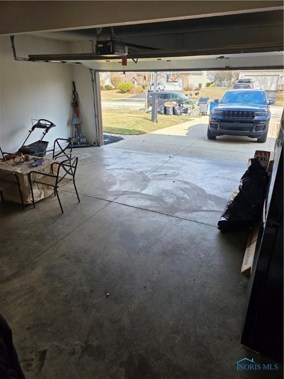 garage with a garage door opener