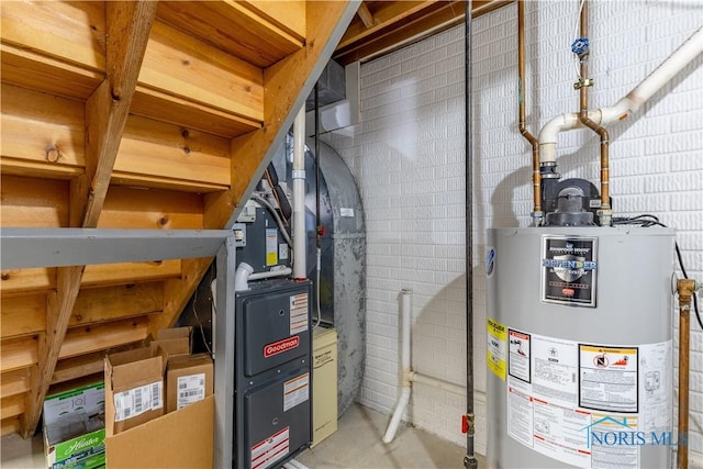 utility room with water heater