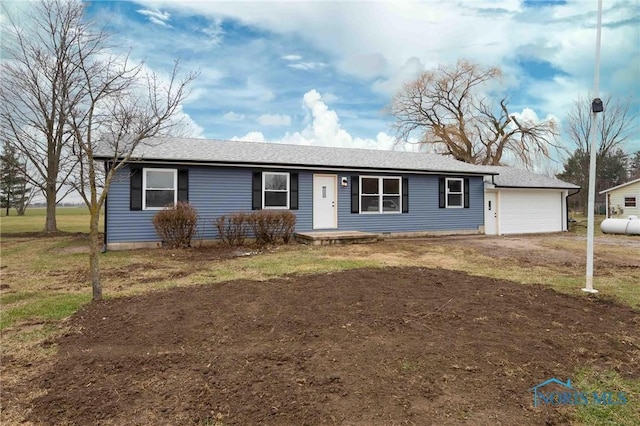 ranch-style home with a shingled roof