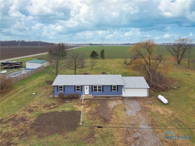 aerial view with a rural view