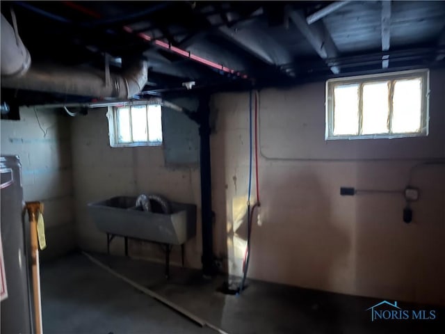 below grade area featuring a sink