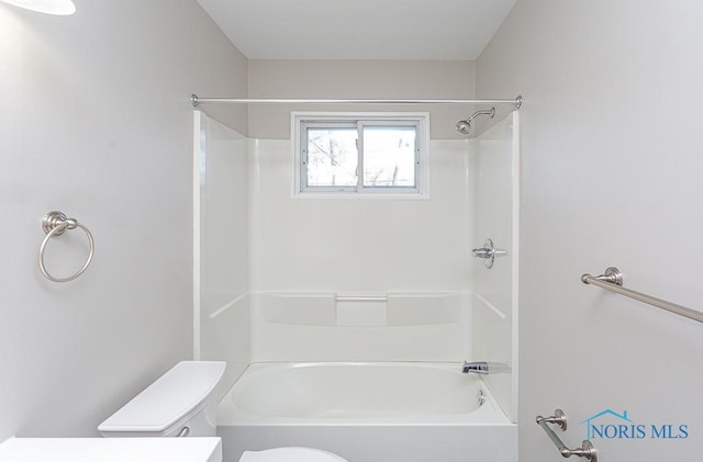 full bath with toilet, tub / shower combination, and vanity