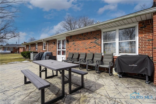 view of patio / terrace featuring a grill