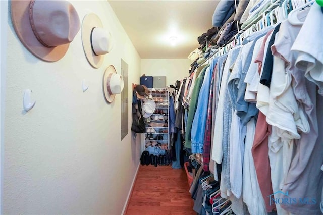 spacious closet with wood finished floors