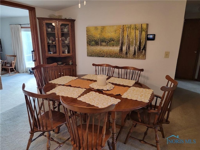 view of carpeted dining room