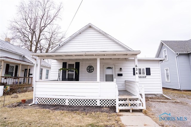 bungalow featuring covered porch